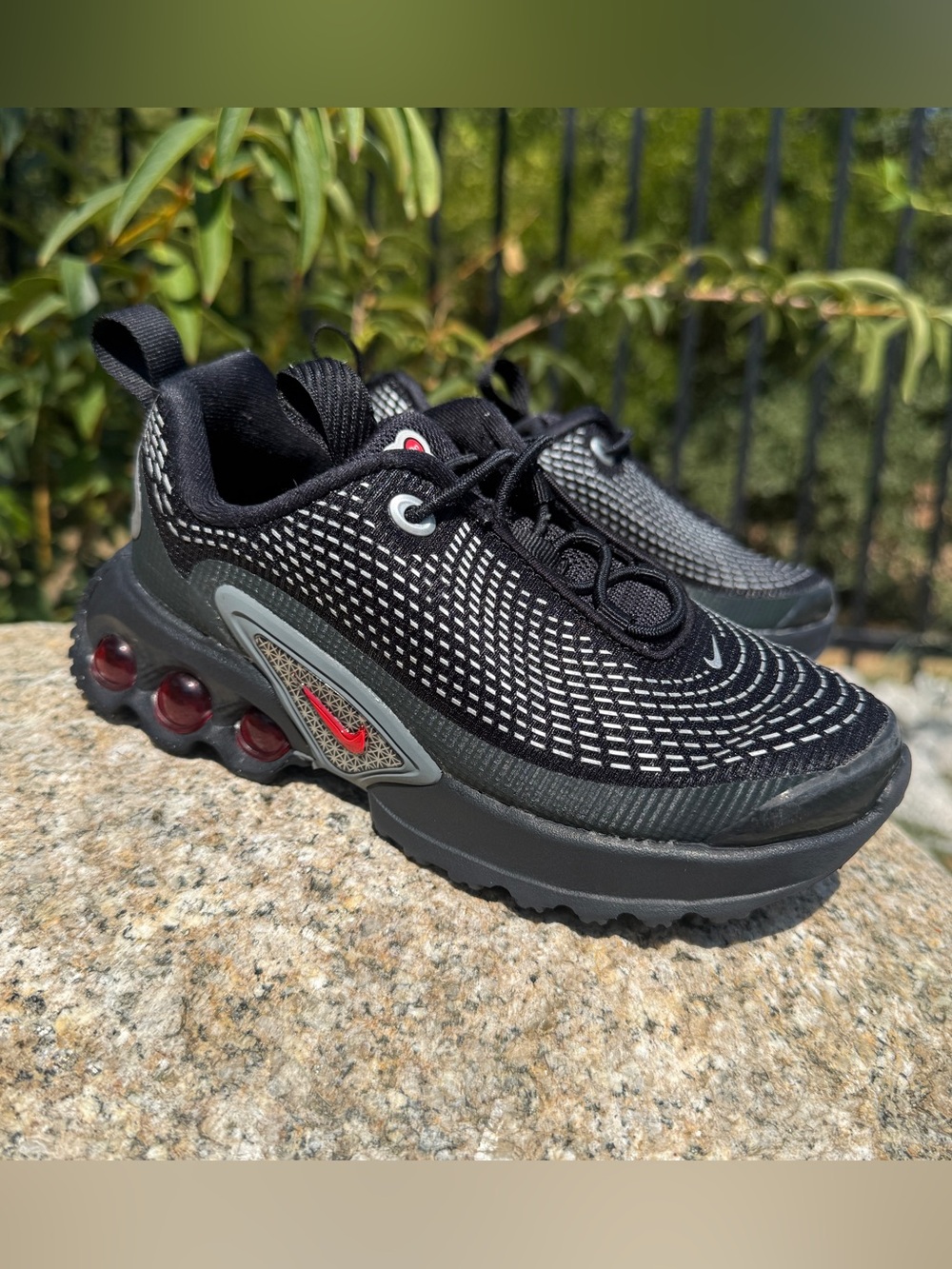 Nike Air Max Dn PS 11.5C Black Metallic Silver Red Sneakers FN4453-009 Athletic
